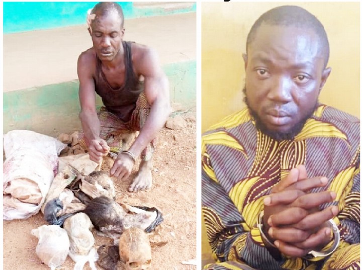 EXTREMELY: 2 Men Caught Exhuming 16 Skulls At Cemetery In Oyo