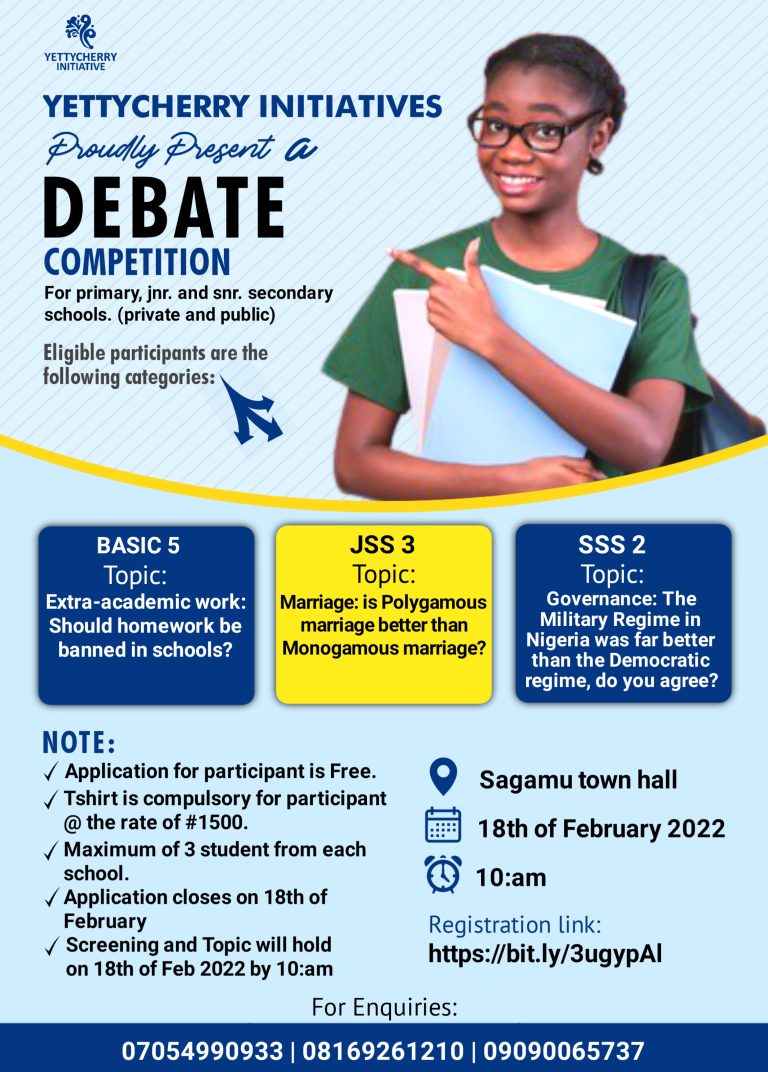 UPDATE! EDUCATION: Yettycherry Initiative Opens Registration Portal And Topic For Debate Competition Participants