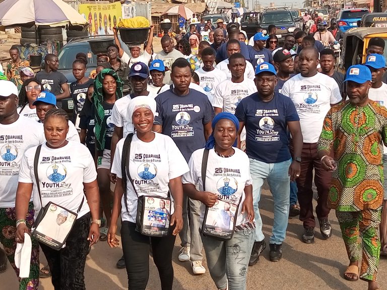 2023 OBARUWA FESTIVAL: ABO, Sapele, Kalejaye, PJ, Dre, Leads Makun Youths Mega Rally At The 25th Obaruwa Festival