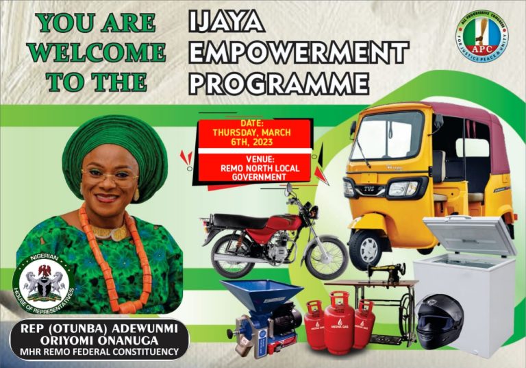 JUST IN: Ijaya Takes Empowerment Project To Remo North LG, Set To Empower Constituents Tomorrow, Thursday 9th March, 2023