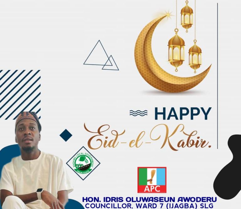 EID EL-KABIR CELEBRATIONS: Sagamu L.G Legislator, Hon. Idris Awoderu Felicitates With All Muslim Faithfuls In Ijagba, Charges Them To Imbibe The Lessons Of Sacrifice, Patience And Faith As Demonstrated By Prophet Ibrahim