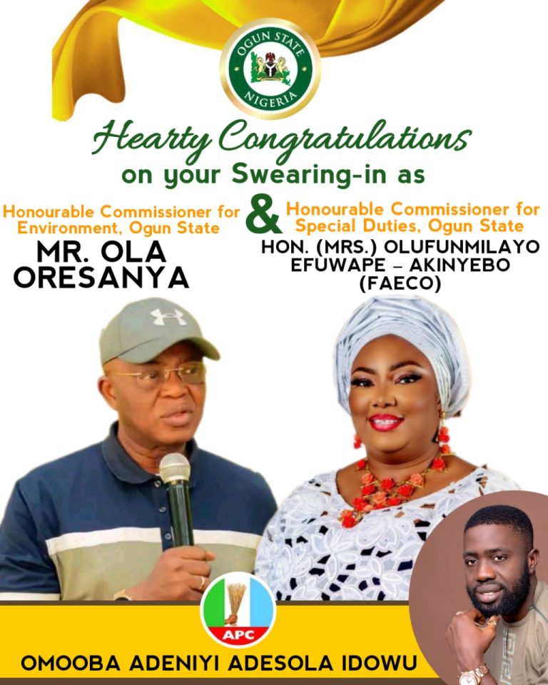 OGUN: Niyifola Congratulates Sagamu Duo; FAECO, & Oresanya, And Other’s Newly Appointed Ogun State Cabinet Member’s