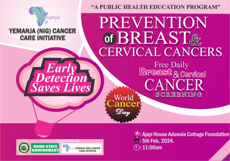 Yemanja (Nig) Cancer Care Initiative Set To Conduct Free Breast And Cervical Cancer Screening In Isara Remo, In Commemoration Of 2024 World Cancer Day