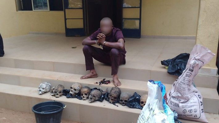 Ritualist Caught With 8 Human Skulls Priced At ₦30,000 Each