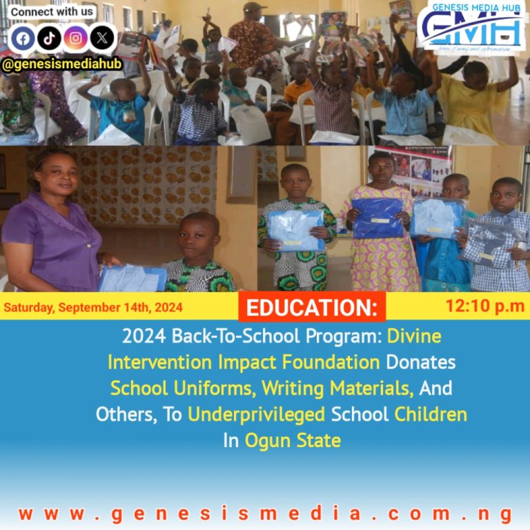 2024 Back-To-School Program: Divine Intervention Impact Foundation Donates School Uniforms, Writing Materials, And Others, To Underprivileged School Children In Ogun State