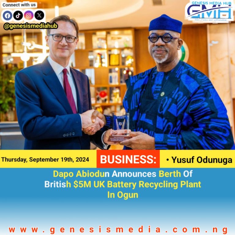 Dapo Abiodun Announces Berth Of British $5M UK Battery Recycling Plant In Ogun 