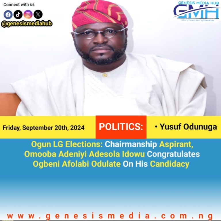 Ogun LG Elections: Chairmanship Aspirant, Omooba Adeniyi Adesola Idowu Congratulates Ogbeni Afolabi Odulate On His Candidacy 