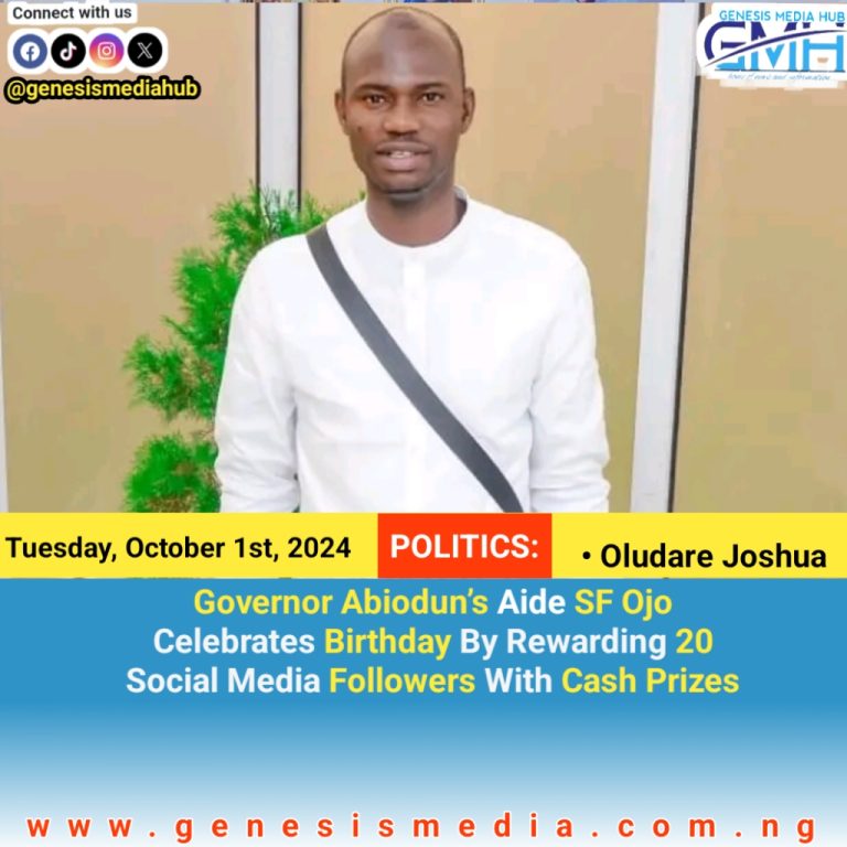 Governor Abiodun’s Aide SF Ojo Celebrates Birthday By Rewarding 20 Social Media Followers With Cash Prize