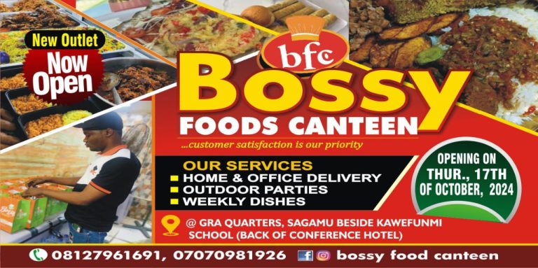 Bringing Food Closer To The Table: Bossy Foods Canteen Opens New Restaurant Outlet In GRA Quarters, Sagamu